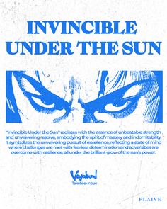 an advertisement for the movie, invincible under the sun with blue eyes