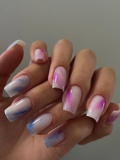 Matte Pink Nails, Purple Glitter Nails, Mickey Nails, Milky Nails, Basic Nails, Simple Gel Nails