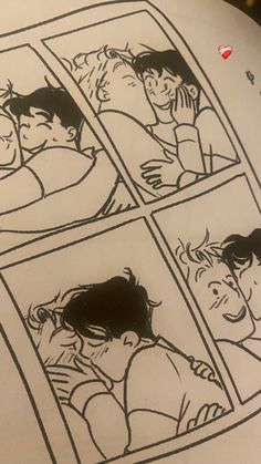 an image of a comic strip with two people kissing and one person holding the other