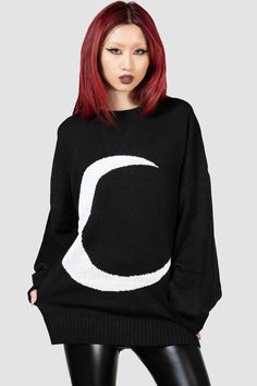 Selena Knit Sweater | Killstar Black Essentials, Diy Couples Costumes, 2010 Fashion, The Spell, Shiny Leggings, Dark Heart, Spring Sweater, Les Miserables, Goth Outfits