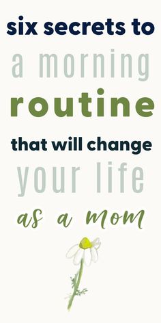 a poster with the words six secrets to a morning routine that will change your life as a mom