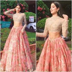 Indian Outfits Lehenga, Indian Fashion Trends, Floral Lehenga, Salwar Kamiz, Pink Lehenga