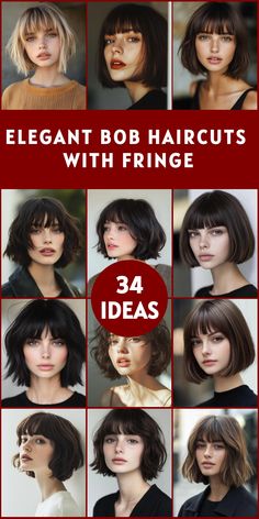 Transform your look with 34 bob haircuts featuring fringe. These chic styles merge the versatility of the bob with the allure of bangs, offering endless possibilities for personalization. From choppy layered bobs with wispy fringes to sleek angular cuts with bold bangs, find the ideal combination that reflects your personality and elevates your style. Bob With Layers And Fringe, Stacked Bob With Fringe, Wispy Bob With Bangs, Short Bob With Fringe Bangs, Bangs With Bob Haircut, Fluffy Bob With Bangs, Layered Fringe Hairstyles, Edgy Bob With Bangs