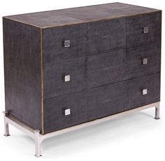 a black and silver dresser with four drawers