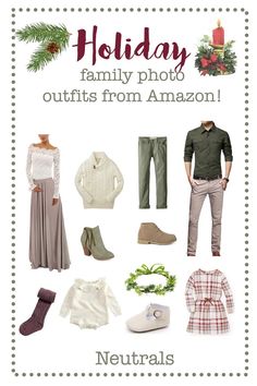 the holiday family photo outfits from amazon is featured in this ad for neutrals magazine