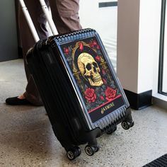 Red Roses Gothic Skull Halloween Luggage