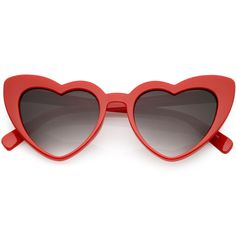 Description Measurements Shipping These oversize heart shaped sunglasses are sassy and sweet all at the same time. Combining a classic style with a fun shape has created a closet accessory must-have. From the frame to the simple curves on the nose piece, you may have a hard time picking just one of the neutral colored lens options. Finished with a plastic based frame, reinforced metal hinges, and 100% UV protected lenses. Lens Width: 51mm Nose Bridge: 22mm Lens Height: 41mm Total Width: 149mm Fr Half Frame Glasses, Red Lavender, Circle Sunglasses, Lavender Heart, Nose Piece, Shaped Sunglasses, Closet Accessories, Heart Shaped Sunglasses, Heart Sunglasses