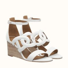 Women's Shoes | Hermès USA Hermes Georgia Sandal, Hermes Footwear, Hermes White Sandals, Hermes High Heels, Hermes Etoupe Sandal, White Accessories, Fashion Shoes