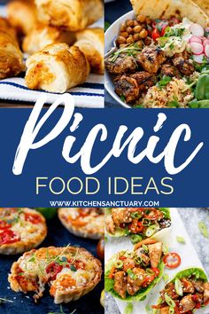 the words, picnic food ideas are overlaid with images of different types of food