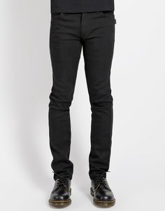 TRIPP NYC - TRASH JEAN Slim Stretch Cotton Bottoms, Fitted Slim Cotton Pants, Edgy Full-length Cotton Jeans, Fitted Slim Cotton Bottoms, Slim Fit Full Length Cotton Jeans, Slim Stretch Cotton Jeans, Slim Fitted Pants With Five Pockets, Urban Slim Fit Denim Bottoms, Dark Wash Pants With Five Pockets