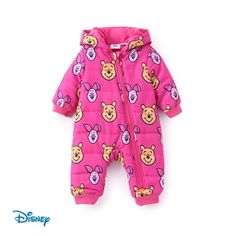 Wrap your little one in cozy comfort with our Disney Baby Winnie the Pooh Hooded Rompers. These adorable puffer bodysuits, featuring beloved character designs, are perfect for keeping your baby warm during colder months. With sizes ranging from 0/3 to 18 months, these unisex snowsuits are great for both boys and girls. The zip-up romper style makes dressing easy and quick, making them an ideal choice for outerwear. Whether you're looking for the perfect baby shower gift or practical and stylish Cute Winter Onesie With Cartoon Print, Cute Cartoon Print Onesie For Winter, Cute Pink Winter Onesie, Playful Pink Winter Onesie, Winter Pink Onesie For Playtime, Pink Winter Onesie For Playtime, Winter Playtime Pink Onesie, Cute Pink Hooded Onesie, Baby Winnie The Pooh