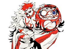 an image of two anime characters in red and white