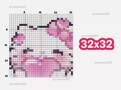 a cross stitch pattern with the image of a cat's face in pink and black