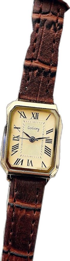 Retro Rectangular Formal Watches, Retro Rectangular Watches For Formal Occasions, Retro Gold Rectangular Watches, Vintage Rectangular Adjustable Watches, Vintage Rectangular Adjustable Watch, Brown Leather Strap, Vintage Women, Women Vintage, Wrist Watches