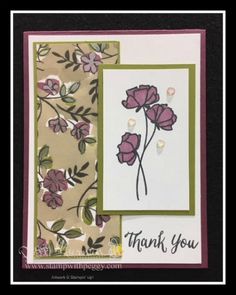 a thank card with flowers on it