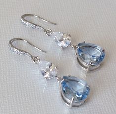 Teardrop Silver Earrings, Blue Earrings Wedding, Blue Wedding Jewelry, Blue Chandelier, Blue Bride, Blue Crystal Earrings, Girl Things, Lancaster Pa, Wedding Jewelry Earrings