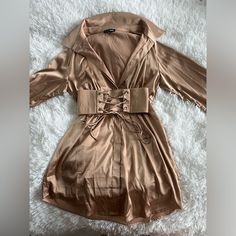 This Dress Is In Amazing Nwot Condition! I Only Tried The Dress On And Did Not Like How It Looked On My Body. Belted Button-up Dress For Night Out, Mini Shirt Dress, Fashion Nova, That Look, Shirt Dress, Satin, Long Sleeve Dress, Womens Dresses, Long Sleeve