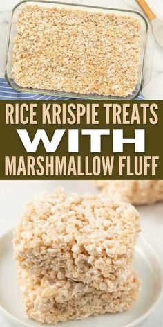 rice krispie treats with marshmallow fluff are the perfect treat for any party