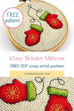 the cross stitch pattern for this christmas ornament is easy to make and looks great