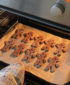 gingerbread cookies are being made in the oven