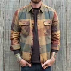 Charm Plaid Color Block Long Sleeve Shirt Features：   	Product ID:LS0064  	Material:Cotton  	Season:Spring,Autumn,Winter  	Color:Yellow  Size Chat： Plaid Outerwear, Mens Shirt Color, Mens Plaid, Vintage Plaid, Plaid Jacket, Retro Color, Mens Streetwear, Long Sleeve Casual, Vintage Stil