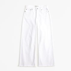 Our classic high rise cropped wide leg jeans in a white wash with a raw-cut hem. This fit features a 10.5” high rise, is relaxed at the waist and hips, and eases into a wide, full-length leg shape with a cropped length. This jean is made from our super light drapey denim fabric, which features a super soft lightweight rigid denim. White High Rise Flare Jeans With Frayed Hem, White High-rise Flare Jeans With Frayed Hem, White High Rise Jeans With Frayed Hem, White High-rise Jeans With Frayed Hem, White Wide Leg Jeans With Frayed Hem, White Relaxed Fit Flare Jeans With Frayed Hem, White Relaxed Fit Jeans With Frayed Hem, White Mid-rise Flare Jeans With Frayed Hem, White Cropped Jeans With Relaxed Fit