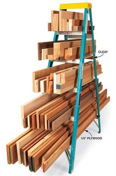 a ladder that has some wood on it