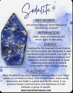 Sodalite Meaning Crystal Healing, Sodalite Crystal Affirmation, Solidite Stone Meaning, Soladite Crystal Meaning, Sunset Sodalite Meaning, Scolecite Crystal Meaning, Witch Crystals Meaning, Super Seven Crystal Meaning, Yooperlite Crystal Meaning