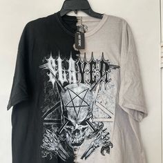 Brand New Slayer Shirt Tone Tone Sizes Available Small Mdium Large Xxl And Xxxl Black Gothic Shirt For Streetwear, Silver Cotton Top For Streetwear, Silver Cotton Tops For Streetwear, Family Guy Stewie, My Hero Academia Shirt, Hot Topic Shirts, Slayer Shirt, Band Tee Shirts, Metallica T Shirt