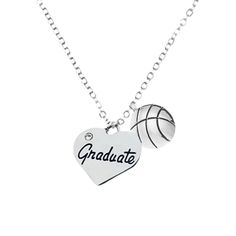 🎓GRADUATION JEWELRY- Beautiful Sports Charm Necklace for Girls 🎓GRADUATION NECKLACE - Graduate Heart charm on 17 inch stainless steel chain with 2 inch extender and your choice of sports charm 🎓GRADUATION GIFT - Perfect gift for students, seniors and graduates of middle school, high school or college. 🎓FREE JEWELRY POUCH- Jewelry Pouches Are Used To Package And Ship Our Necklaces, Ensuring The Most Beautiful Presentation Possible. 🇺🇸OUR MISSION. As a US company, we want athletes to be able Sporty Personalized Necklaces For Sports, Personalized Silver Necklace For Graduation, Personalized Adjustable Sports Jewelry, Personalized Silver Necklace For Graduation Gift, Personalized Round Sports Jewelry, Silver Jewelry For Graduation And Mother's Day, Necklace For Girls, Graduation Jewelry, Graduation Necklace