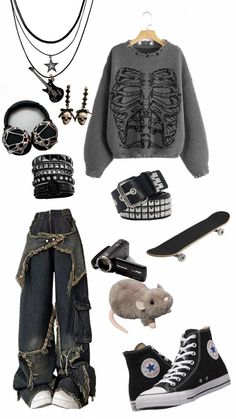 Grunge Fits, Punk Style Outfits, Grunge Outfit, Alt Outfits, Vibe Clothes, Swaggy Outfits, Tomboy Fashion, Goth Outfits, Alternative Outfits