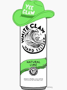 a can of white claw beer with a green hat on top