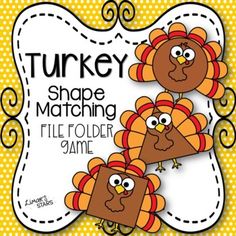 a turkey shape matching game with three smaller turkeys in the middle and one smaller turkey on