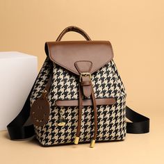 Houndstooth Backpack – Body By J'ne Bag Packs, Tas Bahu, Mini Mochila, Backpack Women, Trend Style