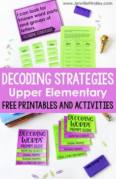 the free printables and activities for decoding strategies upper elementary students