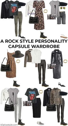 Rock Attire Outfits, Fall Outfits Rocker Chic, Summer Outfits Rocker Chic, Spring Rock Outfit, Glamour Rock Style, Modern Rock And Roll Outfits, Rock Christmas Outfit, Rock Wedding Guest Outfit, Rock Style Capsule Wardrobe