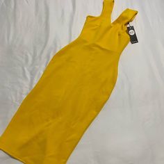 Classy. Never Worn. Formal. Uk Size 8. Us 4 Fitted Yellow Midi Dress, Mid Length Dress, Boohoo Dresses, Mid Length Dresses, Mid Length, Colorful Dresses, Size 4, Midi Dress, Womens Dresses