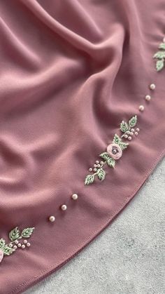 Embroidered Hijab Design Idea's Hijab Decoration Ideas, Hijab Embroidery Design, Embroidery Dupatta Design, Jainsem Design, Hijab Design Ideas, Abaya Embroidery Design, Cut Beads Embroidery, Diy Abaya, Hand Embroidery Dress Design