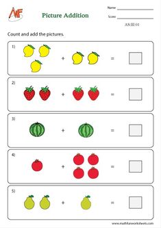 an addition worksheet for children to learn how to count the numbers