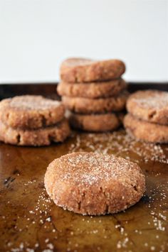 some sugar cookies are on a tray