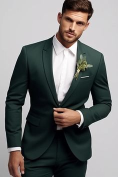 Mens Tux, Gold Bridal Party, Outfits For Guys, Wedding Color Pallet, Suits Men Business, Dark Green Dress, Groom And Groomsmen Attire, 2 Piece Suit