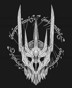 a drawing of a horned skull with horns on it's head, surrounded by other symbols