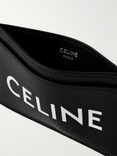 CELINE HOMME's cardholder bears the brand's moniker in white-stamped lettering. It's made from resilient leather with two card slots and a central compartment. Leather Cardholder, Promo Gifts, Luxury Wallet, Mens Luxury, Card Holder Wallet, Card Holder Leather, Printed Leather, Leather Design, Mr Porter