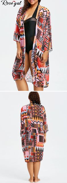 Up to 70% off. Free shipping worldwide.Tribal Long Plus Size Swimsuit Cover Up Kimono.#coverup #beach #beachoutfit #summer #plussize #beachstyle Swimsuit Coverups Kimono, Cover Up Kimono, Coverup Beach, Perfect Swimsuit