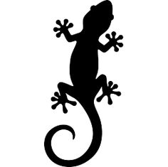 a black and white silhouette of a lizard on a white background with the word gecko above it