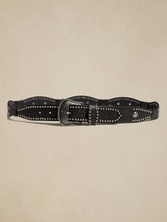 Arroyo Belt | Banana Republic Elegant Leather Belt With Embroidery, Luxury Embroidered Belt, Designer Silver Belts, Silver Leather Belt, Taos, Belt Black, Cool Hats, Nickel Finish, Black Belt