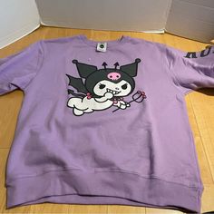 Nwot Kuromi Purple Sweatshirt With “Kuromi” On The Sleeve Old Outfits, Purple Sweatshirt, Pinterest Outfits, Birthday Girl, Cat Ears, Aesthetic Clothes, Girl Birthday