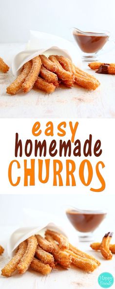 homemade churros with chocolate sauce on the side