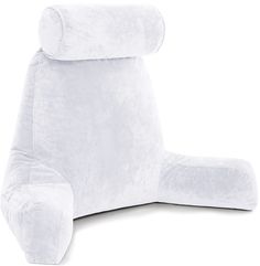 the back rester pillow is made from white velouc fabric and has a rounded shape