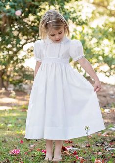 Smocked Flower Girl Dresses, White Smocked Dress, Heirloom Portraits, Hannah Rose, Hand Smocked Dress, Girls Smocked Dresses, Heirloom Dresses, Girls Smock, Hand Smock